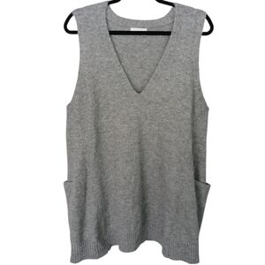 Be Cool Oversized Solid Gray V-Neck Sweater Vest Size Small Medium